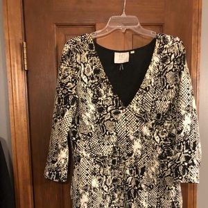 Anthropologie Faux Wrap Dress Black & White Large